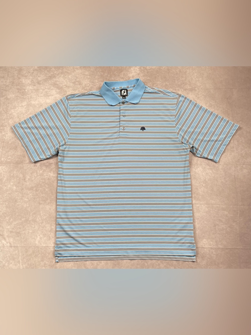 Footjoy Golf Polo Shirt Mens Size XL Blue White Striped Logo Performance